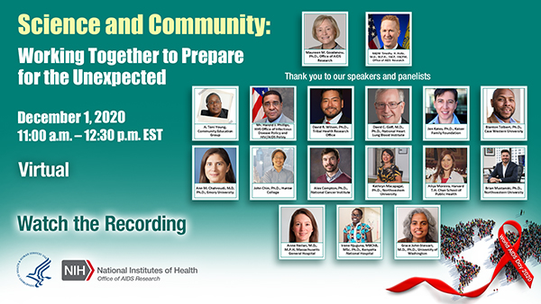 Science and Community: working together to prepare for the unexpected. December 1, 2020 11a.m-12:40pm EST
