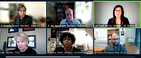 array of participants videos of a Zoom call.